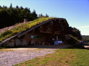 Erdhaus in traditioneller Blockbauweise