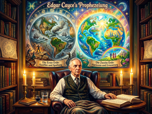 Edgar Cayce's Prophezeiung; Die Erste Erde: Konflikt und Spaltung; Die Zweite Erde: Harmonie und Erneuerung.